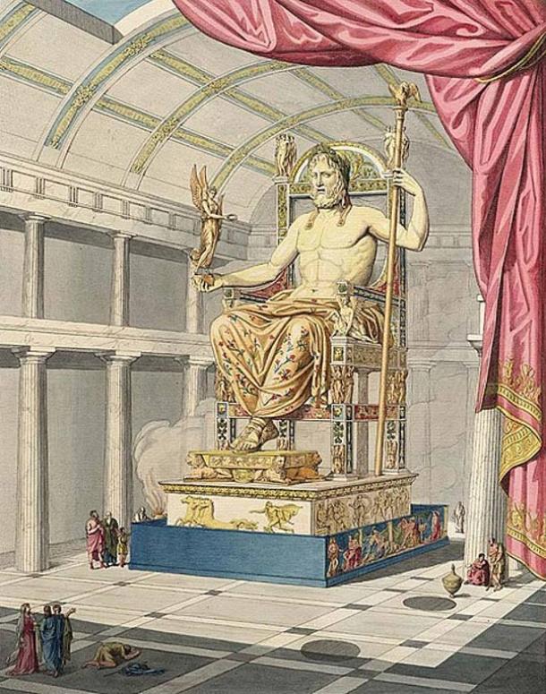 Zeus in Olympia. Phidias’ statue in gold and ivory in Olympia's main temple.