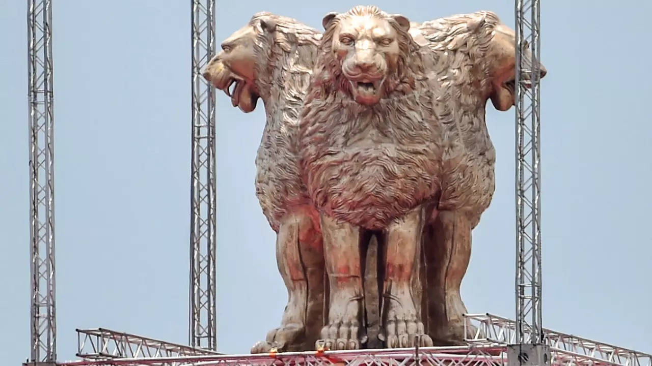 National Emblem of India: After national emblem cast, 'Lion Capital of Asoka' itself fuels row but Modi govt justifies | India News - Times of India