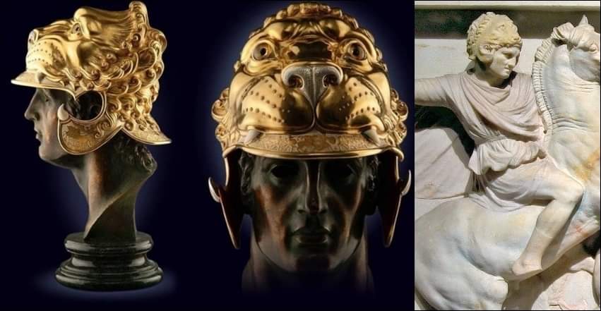 Archaeo - Histories on X: "Copy of golden lion-head helmet of Alexander the Great as it is depicted at the sarcophagus of Sidon in Lebanon. © Greece High Definition #archaeohistories https://t.co/6OoC092Ifs" /