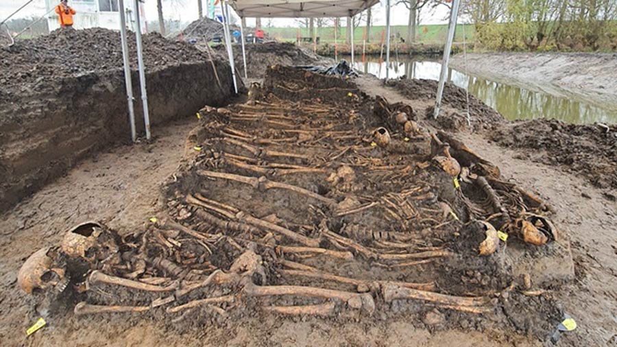 Heartbreaking Discovery: 20 Skeletons from a Medieval Mass Grave Were Found in a Dike.