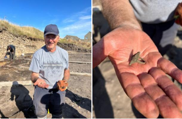 Finder, John Ralph on site with the Pictish ring.