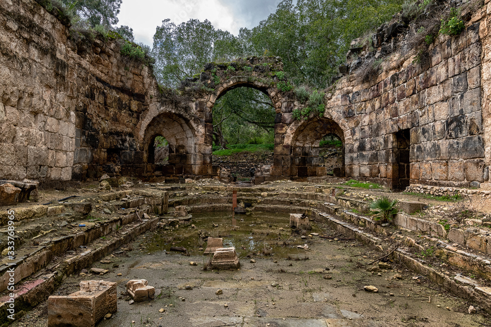 Roman bathhouse ruins near Hamat Gader