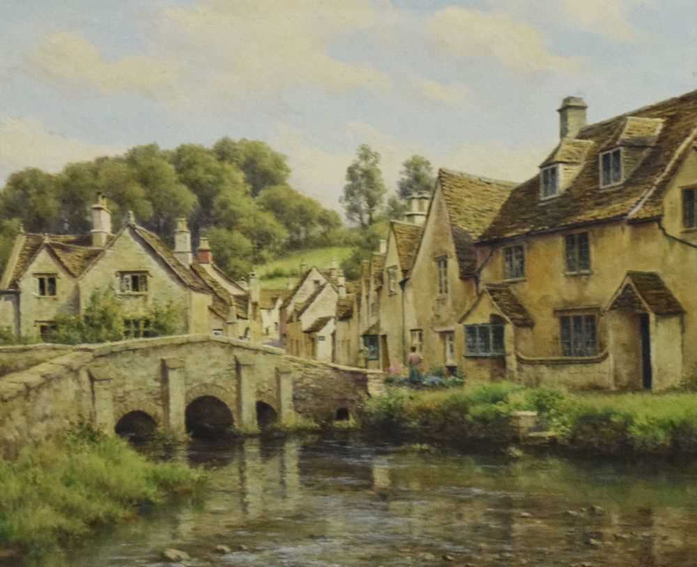 Lot 605 - Frank George Trott, (1884-1957) - Oil on canvas - 'Castle Combe, Wiltshire'