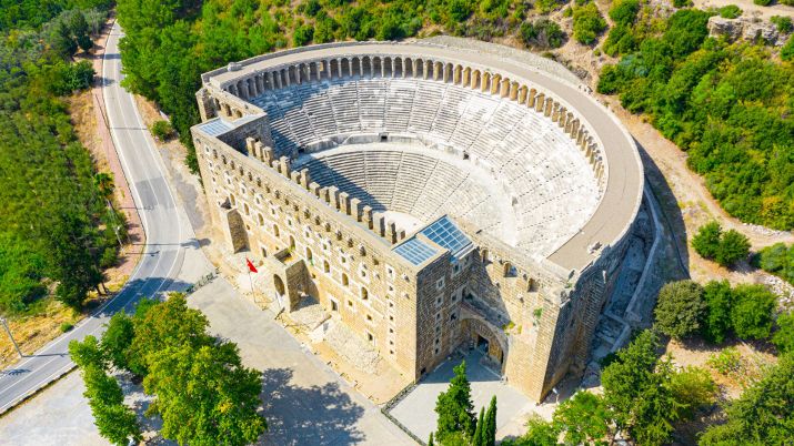 The Ancient City of Aspendos, Turkey: Aspendos Theatre & Aqueduct in the Serik region of Antalya