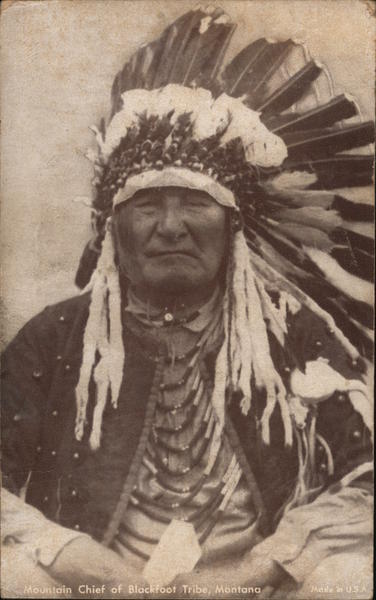 Mountain Chief, Blackfoot Tribe, Montana Native Americana Postcard