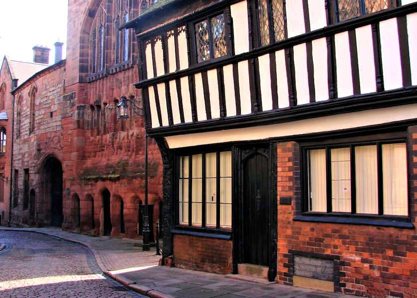 Bayley lane, a medieval street in Coventry city centre.