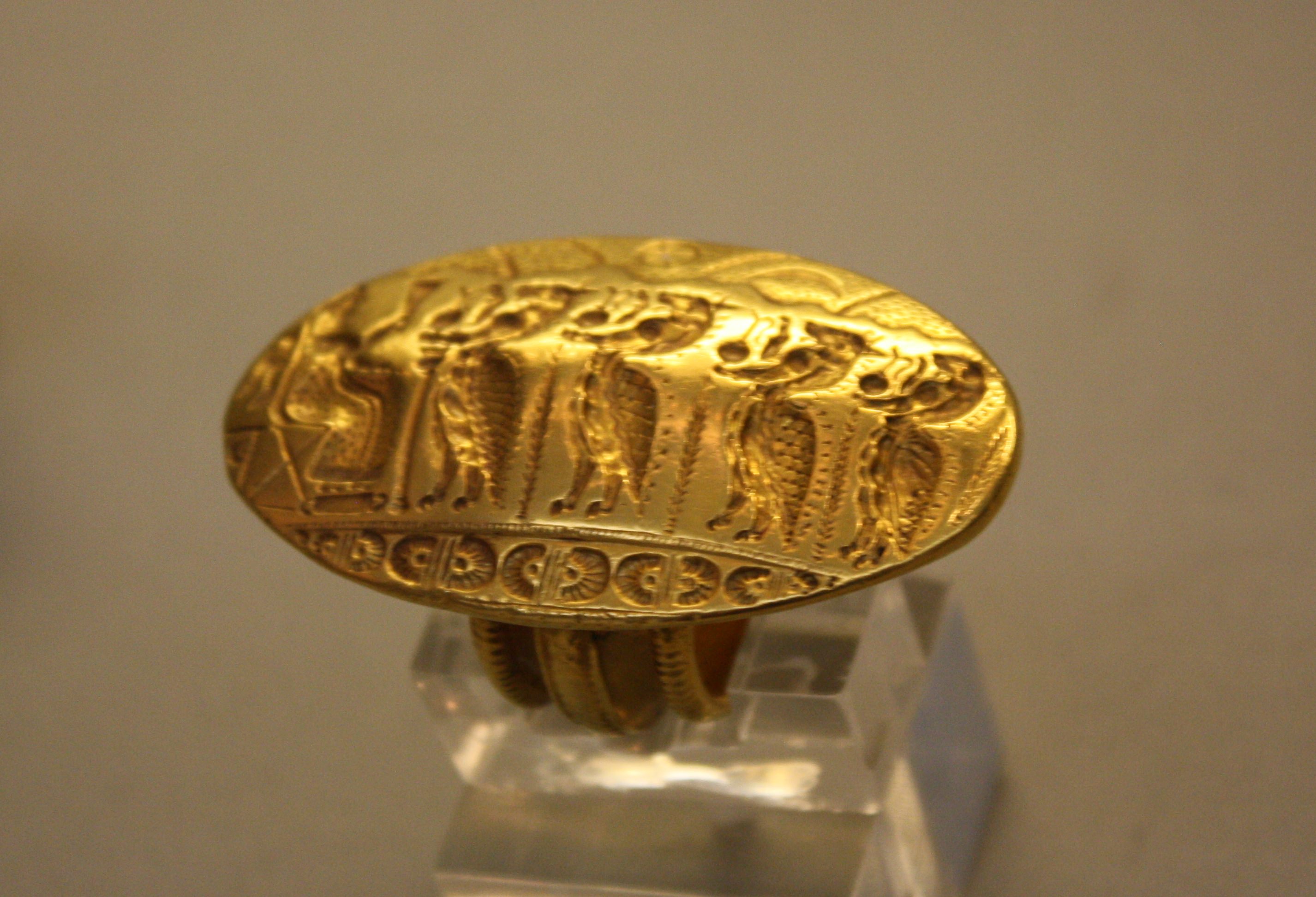 The Mycenaean Gold Ring: A Glimpse into Aegean Splendor and Spirituality