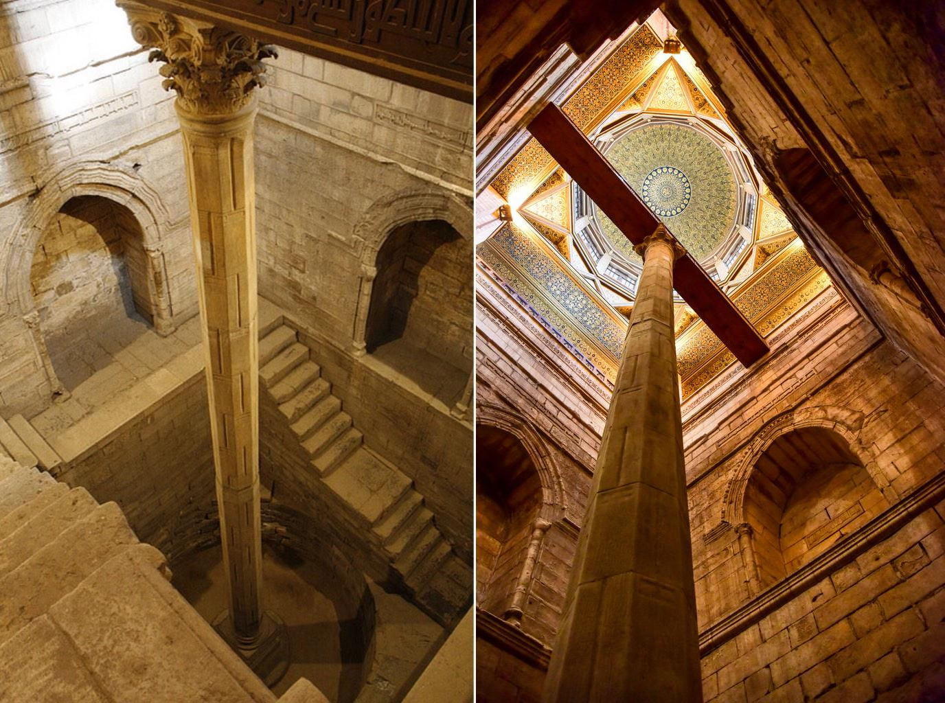 the Nilometer on Rhoda Island, Cairo, built on the order of the Abbasid  Caliph al-Mutawakkil in 861 CE. It was used for measuring the Nile River's  clarity and water level during the