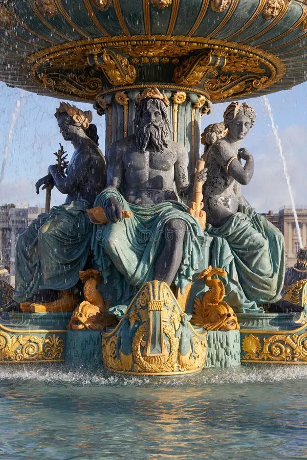 Place De La Concorde Fountain Statues with Golden Details in a Sunny Day in Paris, France Stock Photo - Image of paris, gold: 170863742